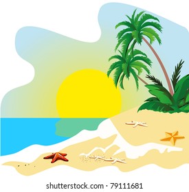 Landscape of a coast of tropical island vector