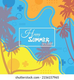 Landscape with coconut palm trees at sunset background ,Summer sale silhouette background.