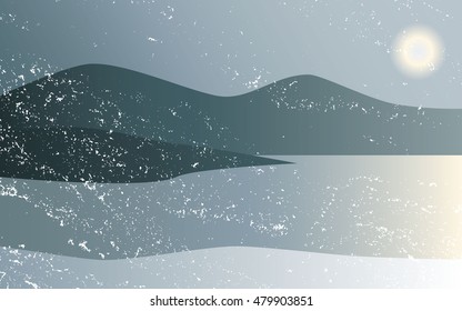 Landscape in cold and dark winter, wallpaper vector
