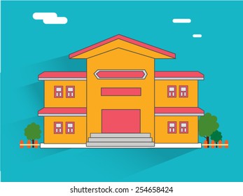 landscape College building, illustration vector