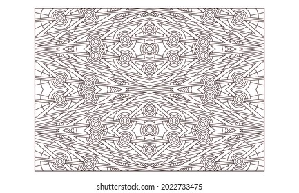 Landscape coloring pages for adults. Coloring-#245. Geometric abstract pattern. Composition of intricate intersecting and overlapping lines with circles offset several times and repeats. EPS8 file.