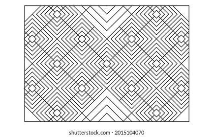 Landscape coloring pages for adults.Coloring Page of abstract diamonds repeats with 2 different sizes composition that intersect on an angle. EPS8 file.