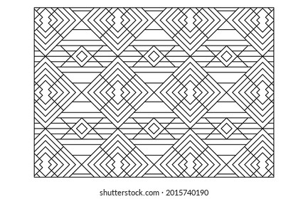 Landscape coloring pages for adults.Coloring Page of abstract diamonds repeats composition that intersect on an angle with variation add of stripes. EPS8 file.