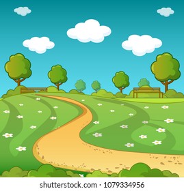 Landscape concept. Cartoon illustration of landscape vector concept for web