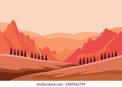 Landscape concept. Colored flat vector illustration isolated
