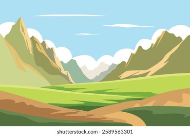 Landscape concept. Colored flat vector illustration isolated