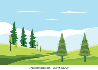 Landscape concept. Colored flat vector illustration isolated
