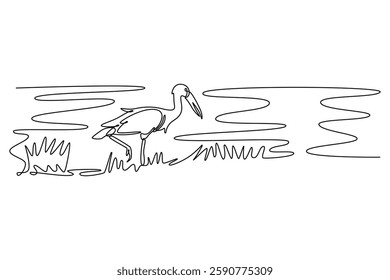 Landscape concept. Single line draw design vector graphic illustration.