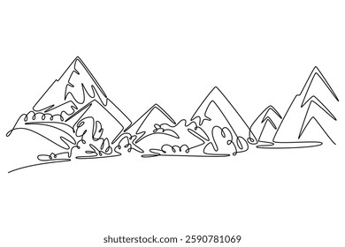 Landscape concept. Single line draw design vector graphic illustration.