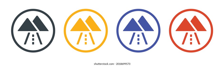 Landscape, Country Side Road Icon Vector Illustration.