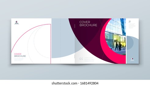 Landscape Cover With Minimal Magenta Geometric Design. Modern Abstract Background For Horizontal Brochure, Placard, Report, Poster, Flyer, Banner Etc. Eps10 Vector Template.