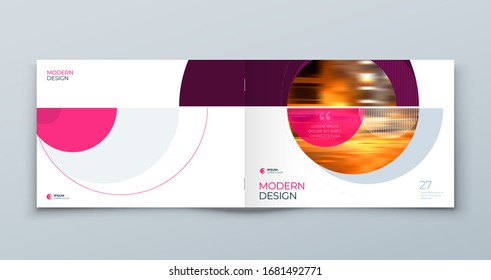 Landscape Cover with minimal pink geometric design. Modern abstract background for Horizontal Brochure, Placard, Report, Poster, Flyer, Banner etc. Eps10 vector template.