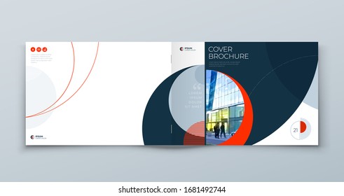 Landscape Cover with minimal red geometric design. Modern abstract background for Horizontal Brochure, Placard, Report, Poster, Flyer, Banner etc. Eps10 vector template.