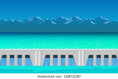 landscape of dam at the river