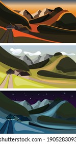 landscape at dawn, day and night