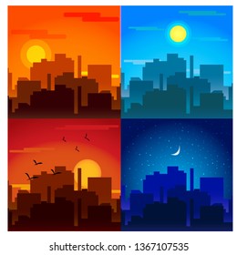 landscape day and night vector