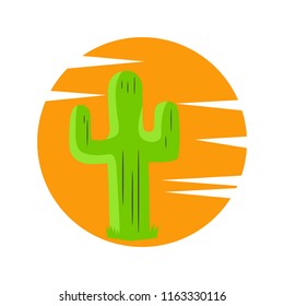 Landscape of the desert with cactus. Cactuses in mexico desert sketch vector illustration. Vector illustration.