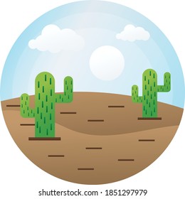 Landscape with desert and cactus Concept Vector Icon Design, Arid Climate Sign