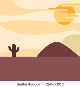 landscape desert cactus and sun