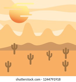 landscape desert cactus and sun
