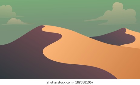 Paisaje del desierto y la nube. Ilustración del vector