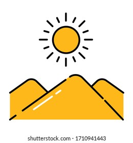 Landscape of the desert color line icon. Pictogram for web page, mobile app, promo. UI UX GUI design element. Editable stroke.