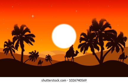 Landscape of the desert at dusk