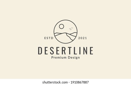 landscape desert with moon line logo vector icon symbol graphic design illustration