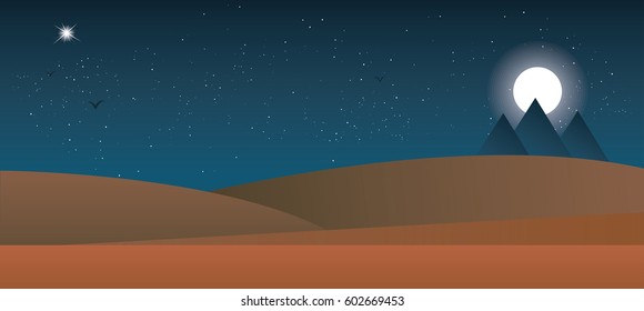 Landscape of the desert night. Vector illustration design element