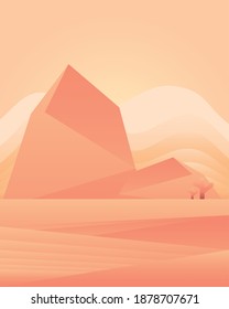 paisaje desierto llano de rocas y arena con cactus ilustración vectorial