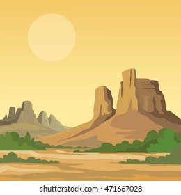  landscape of the desert.  Vector illustration,