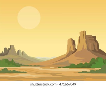  landscape of the desert.  Vector illustration,