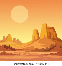 landscape of the desert. Vector illustration.