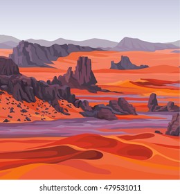 landscape of the desert. Vector illustration.