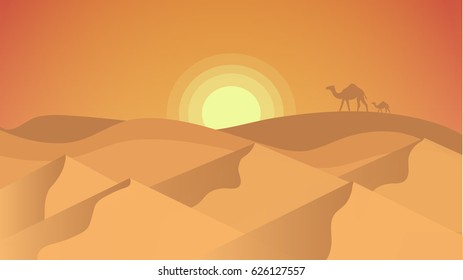Landscape desert. Vector illustration.