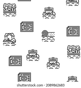 Landscape Design And Accessories Vector Seamless Pattern Thin Line Illustration