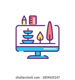 Landscape design color line icon. Pictogram for web page, mobile app, promo. Editable stroke.