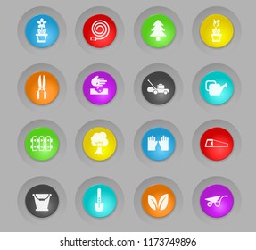 landscape design colored plastic round buttons vector icons for web and user interface design