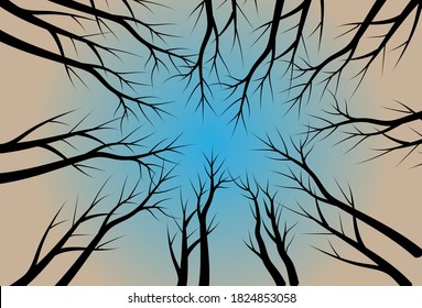 Landscape design concept of Dry trees with color background - vector illustration art