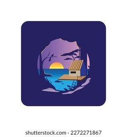 landscape design illustration vector template element jungle and sea adventurer