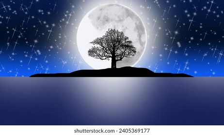  Landscape design Moonlight night scenery