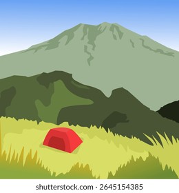 Landscape design with mountain climbing views and camping