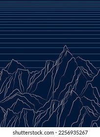 diseño paisajístico con una cordillera sobre un fondo oscuro. Ilustración vectorial.