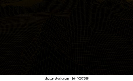 Diseño paisajístico de las montañas. Panorama de alambres 3d. Ilustración vectorial.