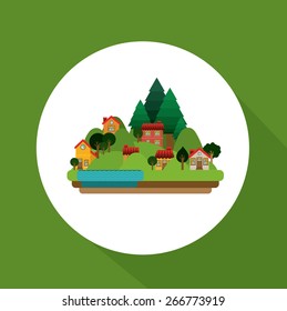 Landscape design over green background, vector illustration