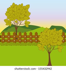 landscape design over sky background vector illustration