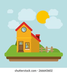Landscape design over sky background, vector illustration