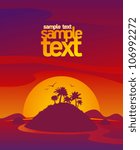 Landscape design template with sunset tropical view and place for text.