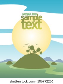 Landscape design template with tropical view and place for text.