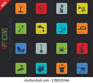 landscape design vector color web icons on dark background for user interface design